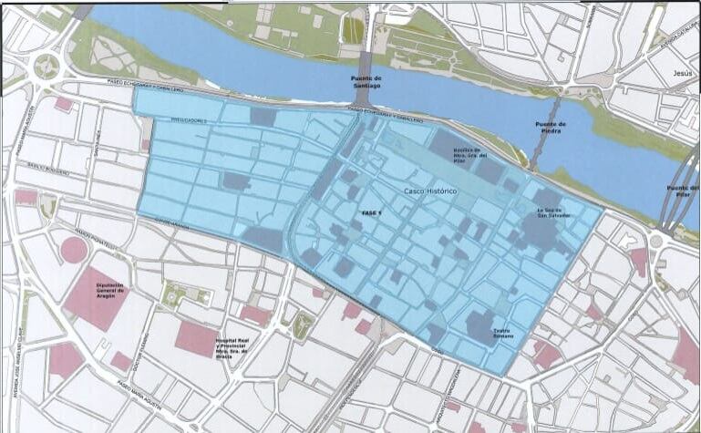 Mapa de la Zona de Bajas Emisiones en Zaragoza