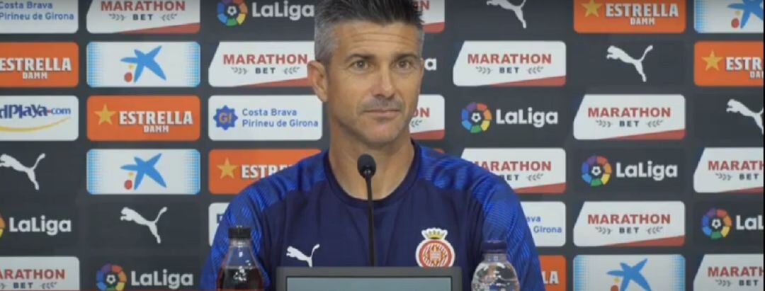 Martí durant la roda de premsa prèvia al partit, que s&#039;ha fet per via telemàtica.