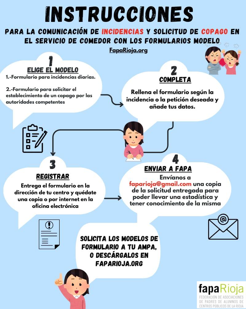 Instrucciones incidencias comedor escolar