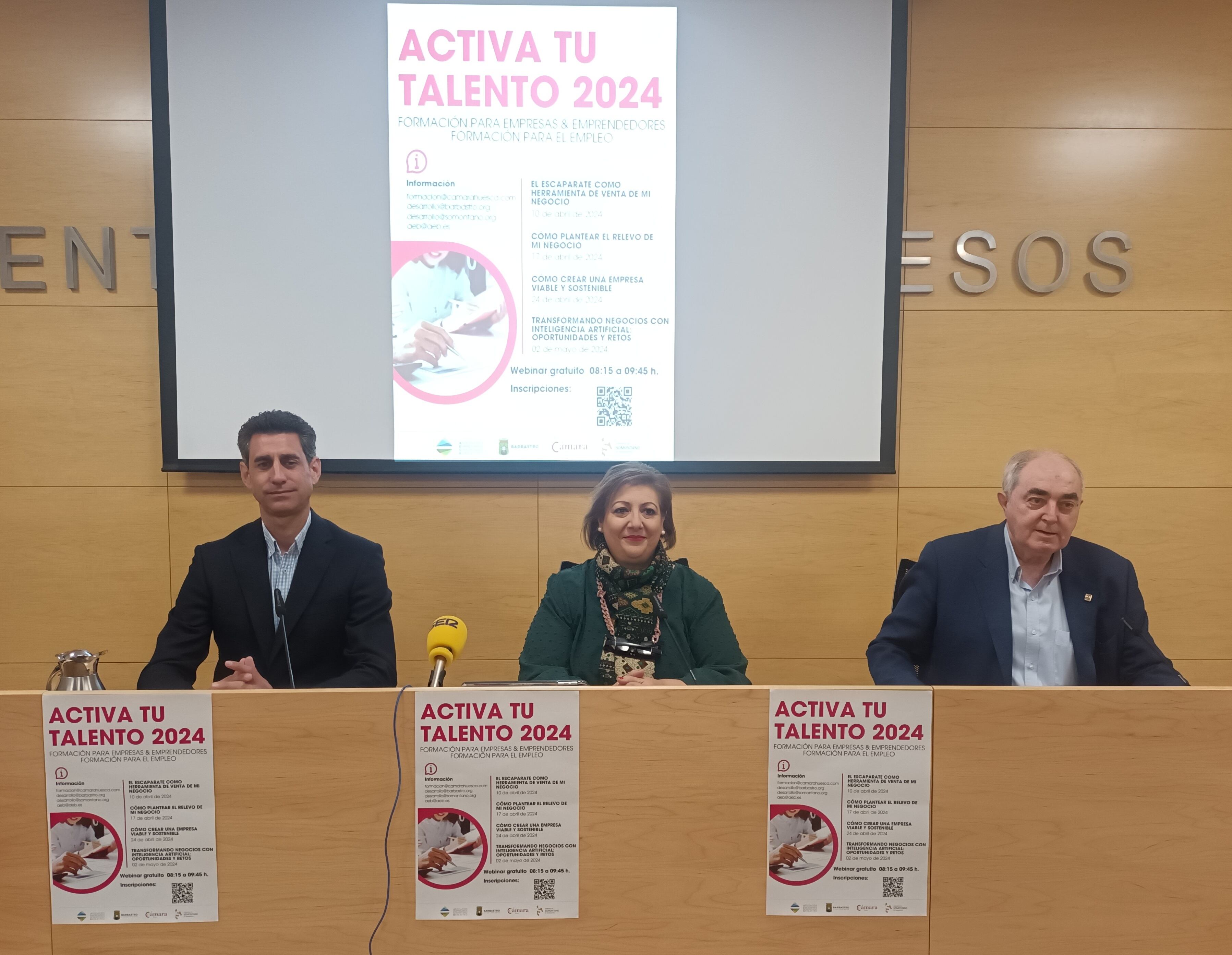 Saúl Pérez, Silvia Ramírez y Manuel Rodríguez en la presentación de "Activa tu talento 2024"