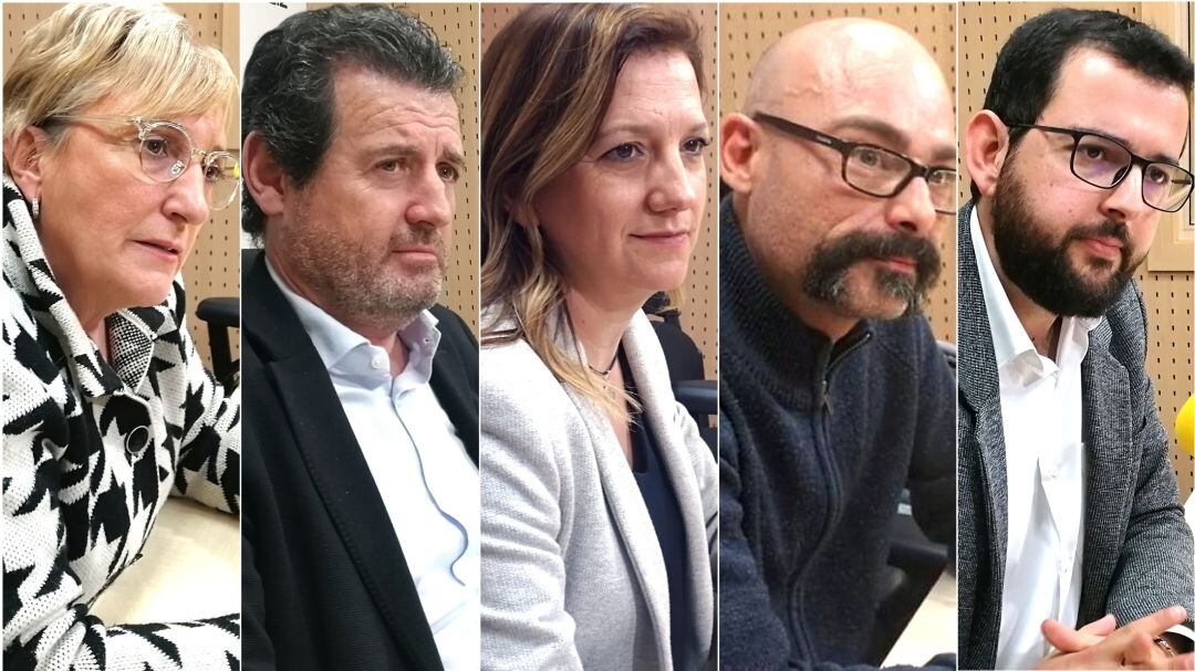 Ana Barceló (PSPV-PSOE), José Císcar (PP), María Quiles (Ciudadanos), Txema Guijarro (Unides Podem-EU) e Ignasi Candela (Compromís)