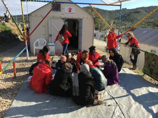 Espacio seguro para la infancia de Save the Children en el campo de Moria donde conocimos a Nadir y su hermana Yamila.