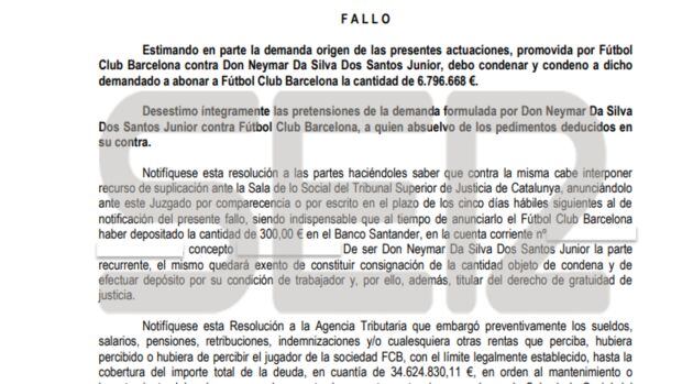 El fallo de la sentencia.