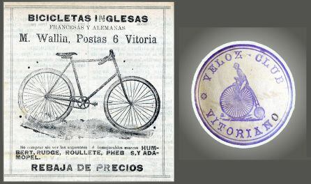 Anuncio de venta de bicicletas y escudo del Veloz Club