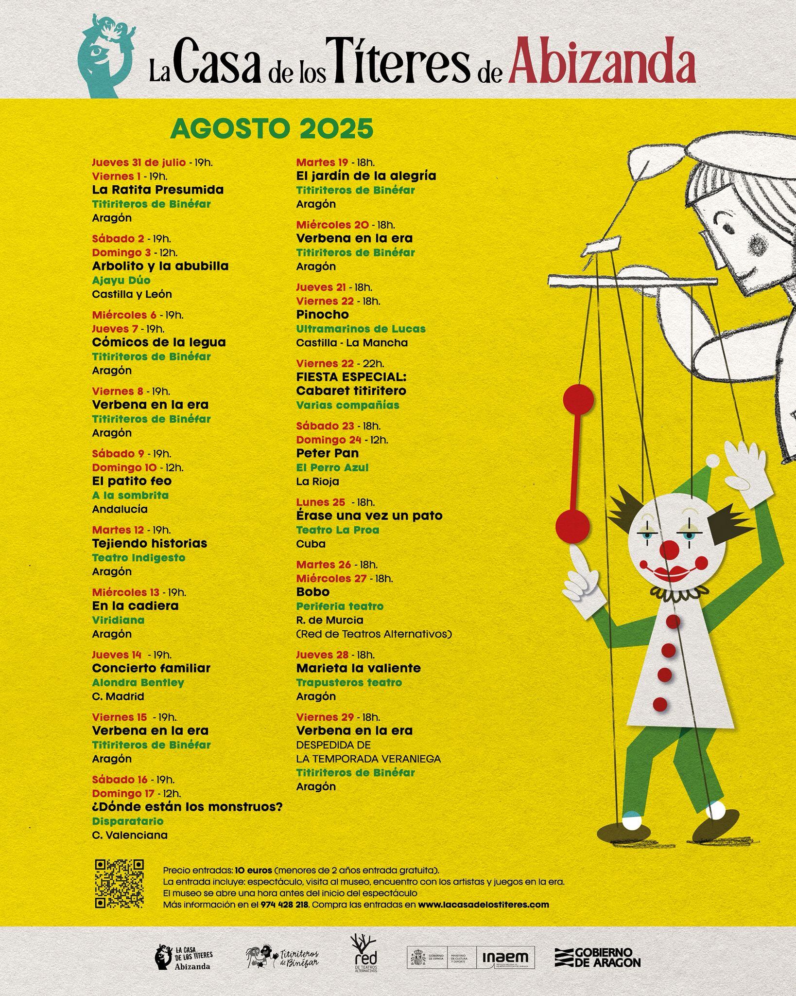 Cartel titiriteros agosto 2025.
