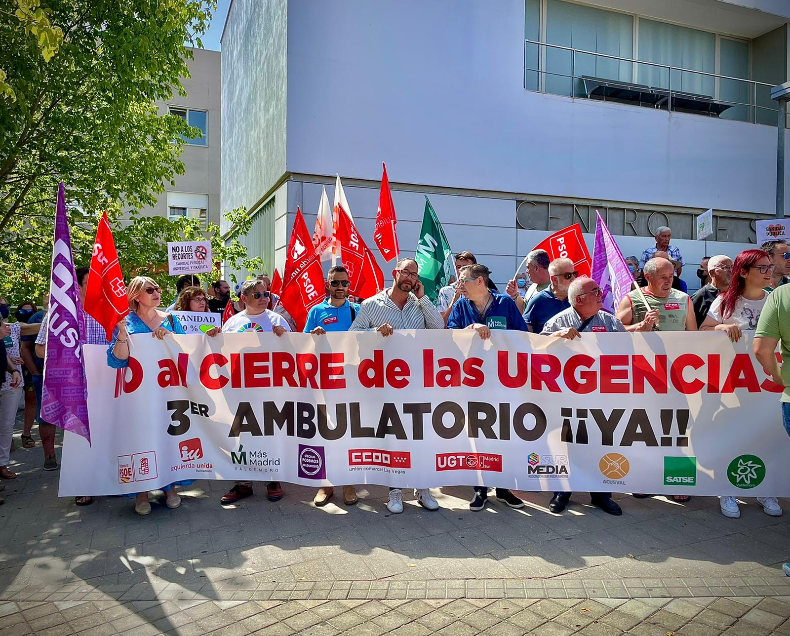 Los manifestantes en Valdemoro