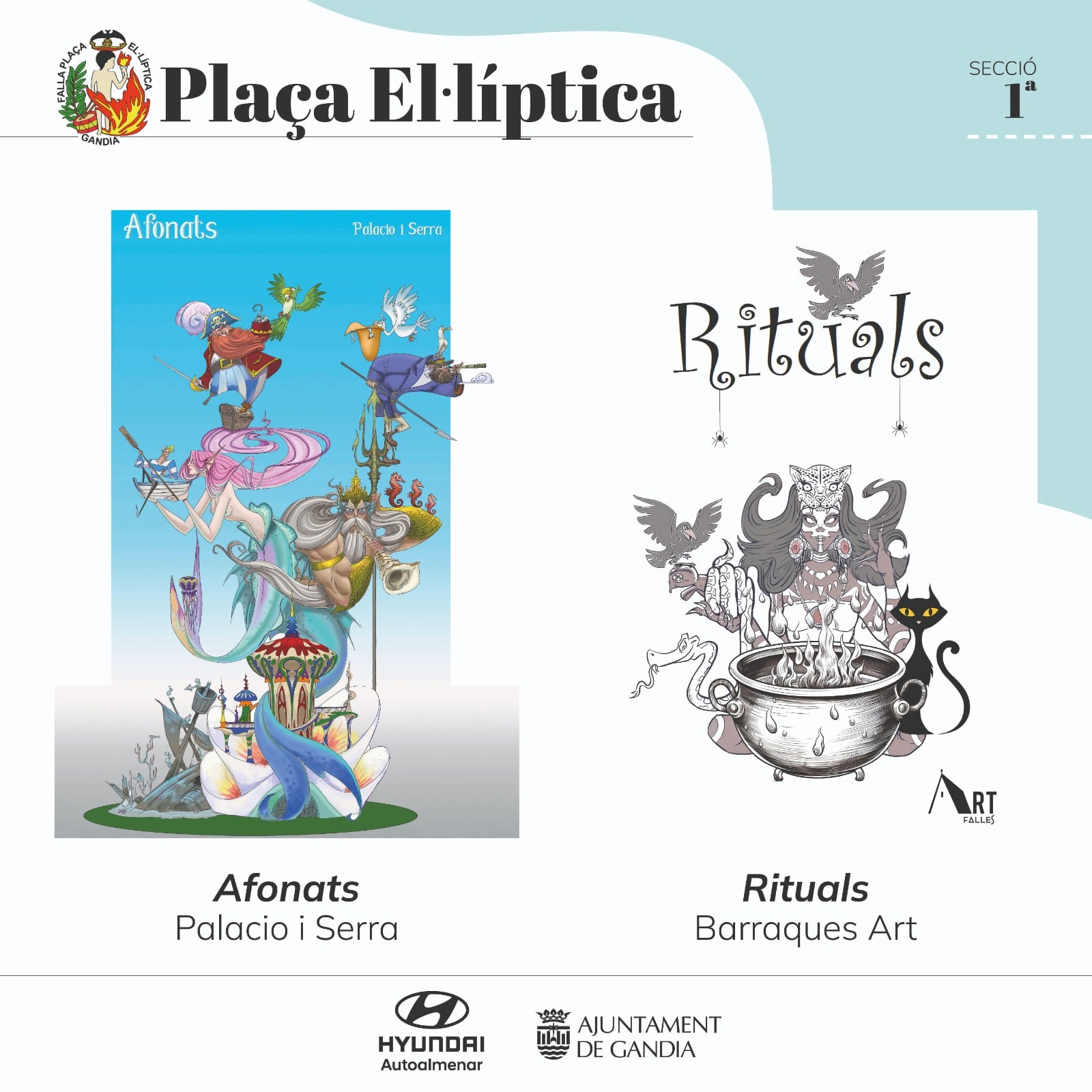 Bocetos de la falla Plaça El·líptica.
