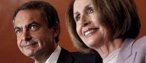 El presidente Zapatero ha sido recibido en el Capitolio por la presidenta de la Cámara de Representantes, Nancy Pelosi.