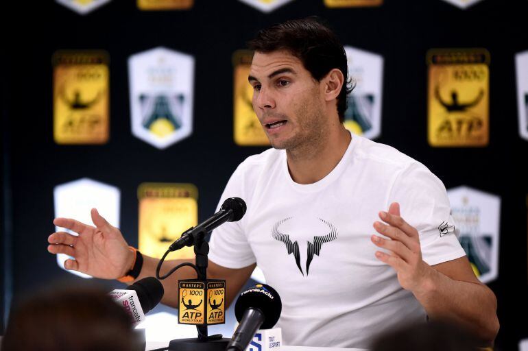 Nadal, en la sala de prensa tras imponerse al coreano Hyeon Chung