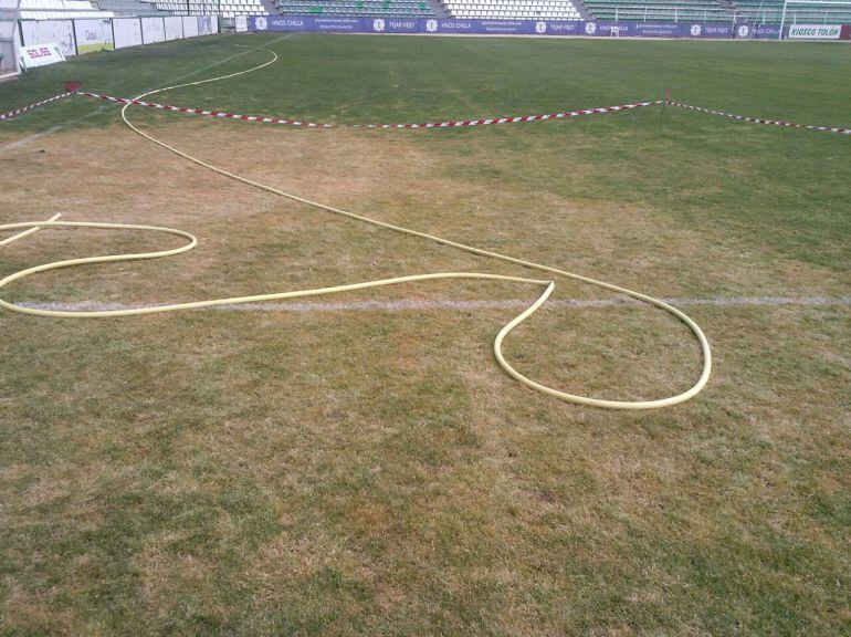 Una de las calvas aparecidas en el Estadio