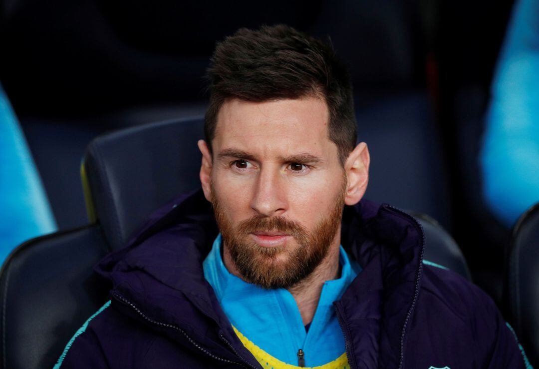 Leo Messi, en el banquillo del FC Barcelona