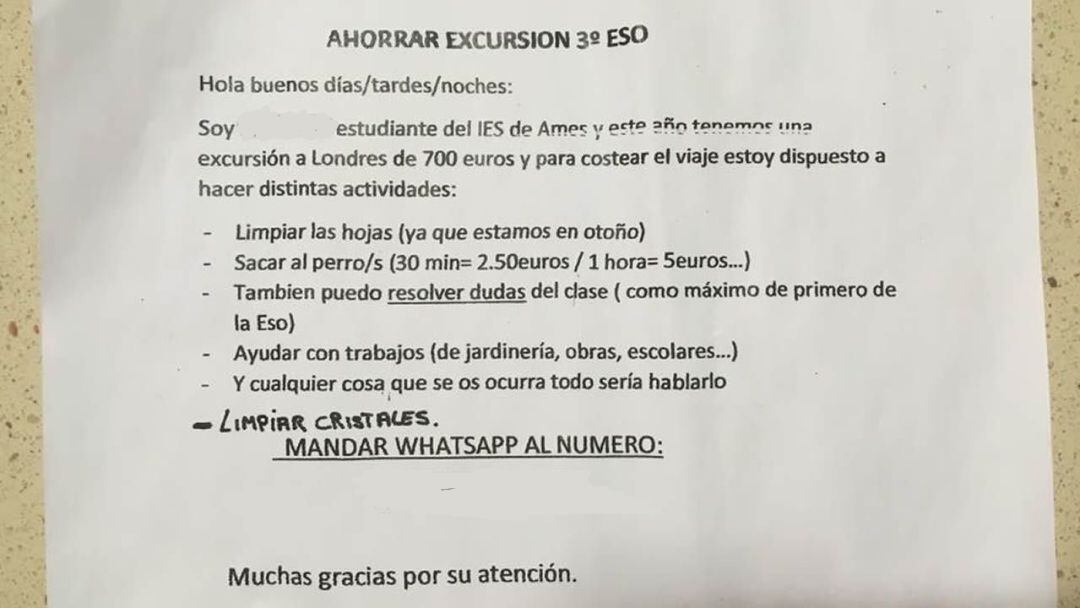 El entrañable anuncio de un niño gallego que busca trabajo para pagar una excursión