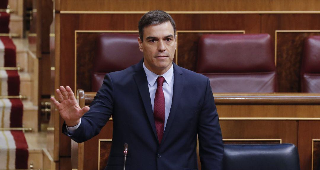 El presidente del Gobierno, Pedro Sánchez interviene en la sesión de control al ejecutivo en el Congreso en Madrid este miércoles, en Madrid (España), a 13 de mayo de 2020.