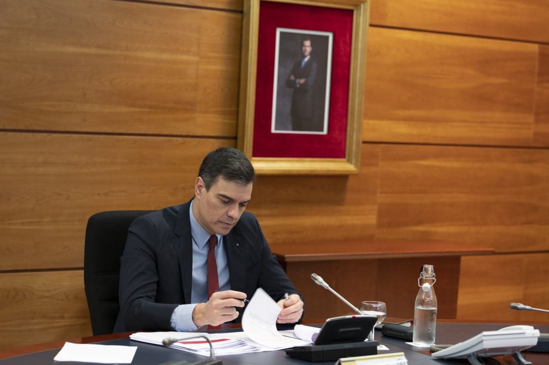 El presidente del Gobierno, Pedro Sánchez, durante el Consejo de Ministros.