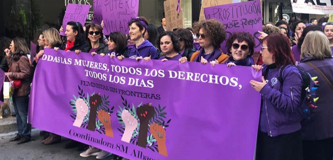 Imagen de la cabeza de la manifestación de este 8M en Albacete