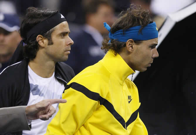 Nadal y González tuvieron que abandonar la pista por la lluvia