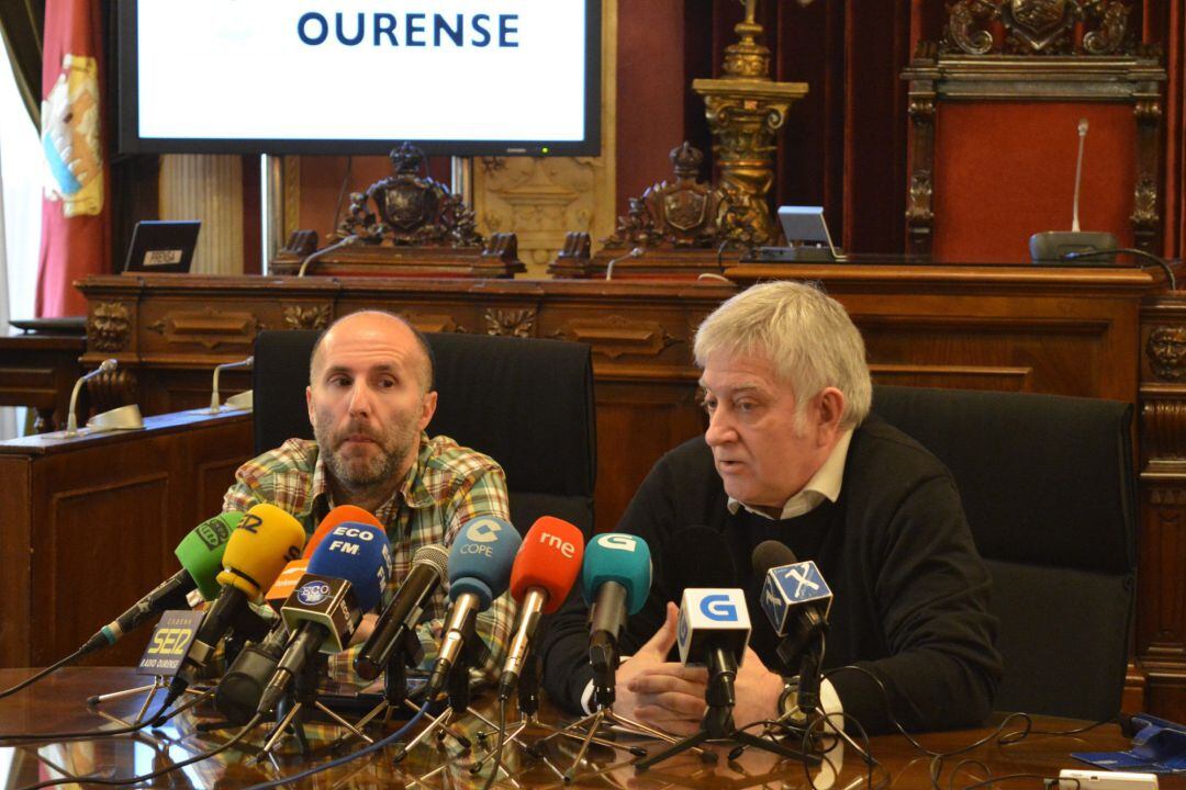 El alcalde de Ourense, Gonzalo Jácome, y el concejal de infraestructuras, Miguel Caride.