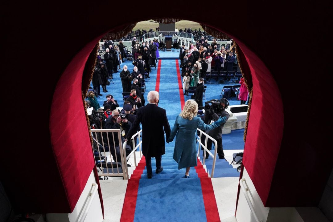 El presidente de EEUU, Joe Biden, y la primera dama, Jill Biden, durante el acto de este miércoles en el Capitolio de EEUU