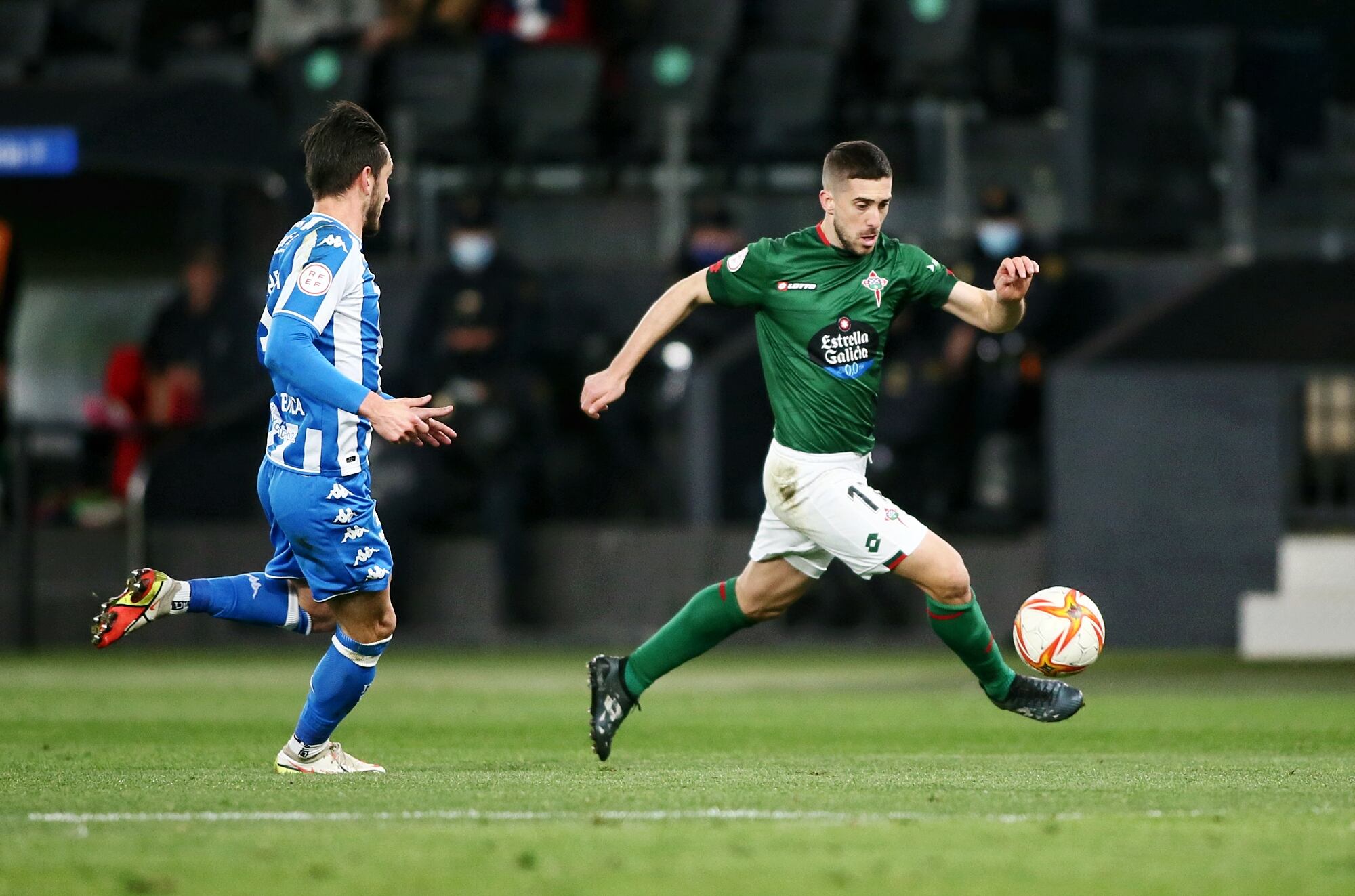 Heber Pena, en el Deportivo-Racing disputado en Abanca Riazor