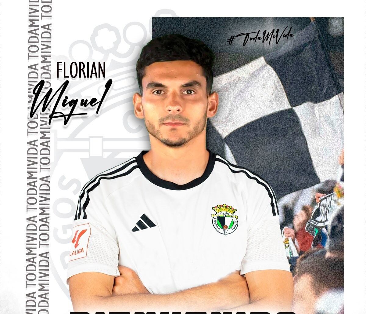 Creatividad del Burgos CF anunciando el fichaje de Florian Miguel.