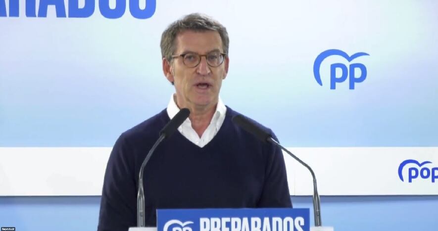 Alberto Núñez Feijóo, en su discurso en la sede del PP de Aragón