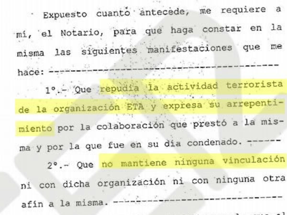 Un etarra repudia a ETA ante notario