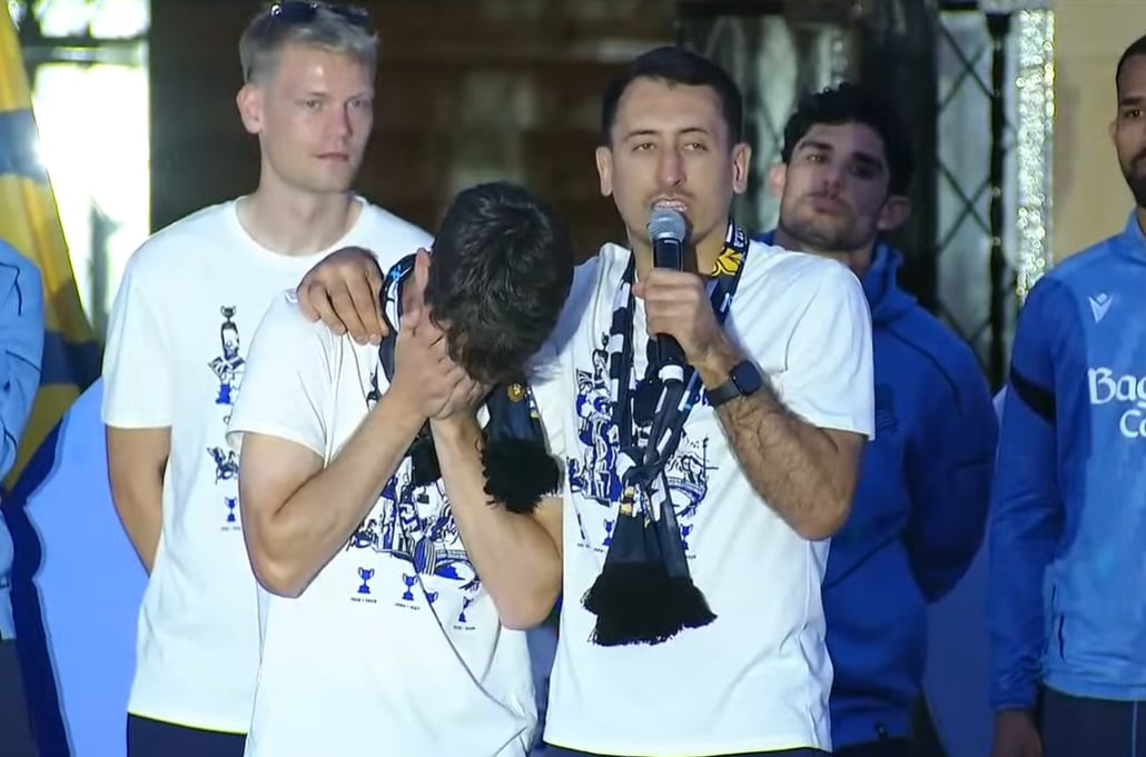 La emoción de Elustondo en la celebración de la Copa del Rey en Donosti / Imagen rtve