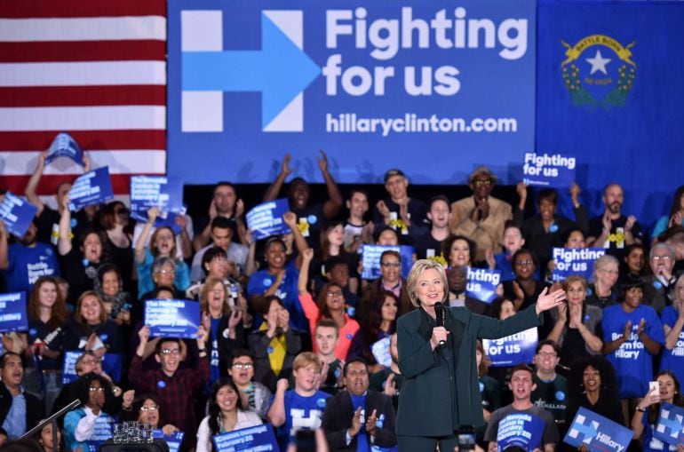 Hillary Clinton en el cierre de campaña en Las Vegas, el viernes