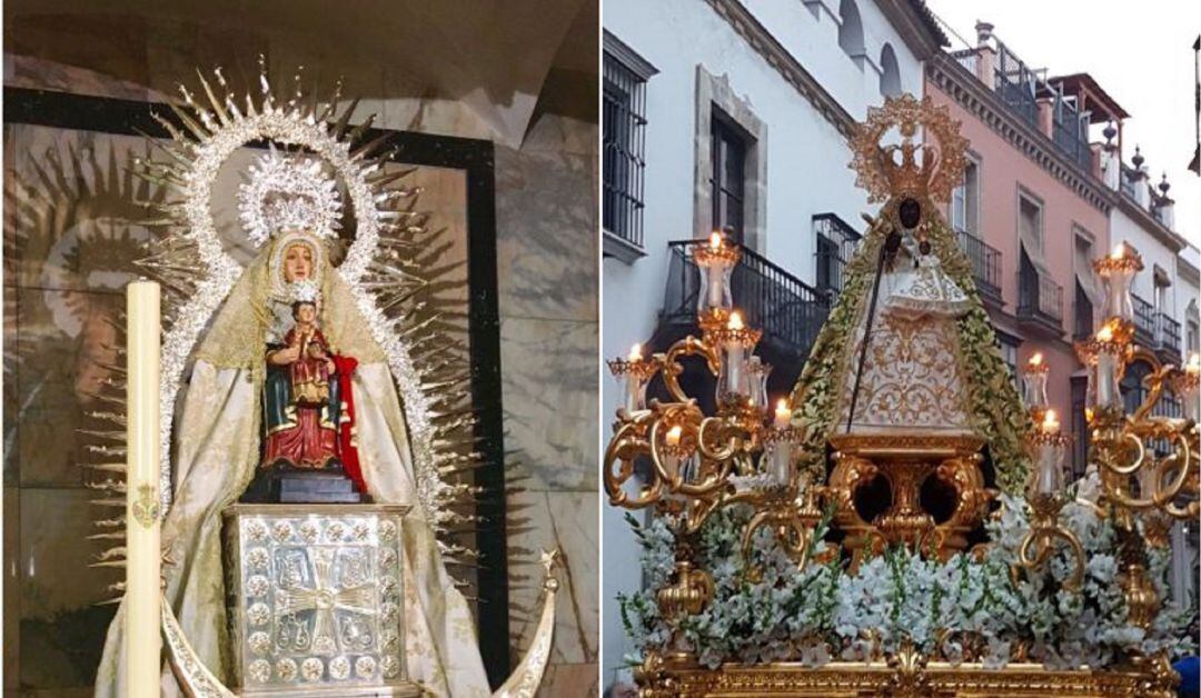 Nuestra Señora del Juncal, a la izquierda, y la Virgen de Guadalupe salen en procesión este fin de semana