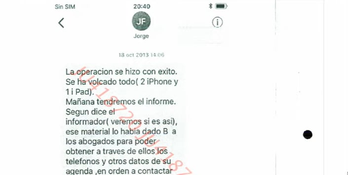 Mensaje registrado ante notario por el exsecretario de estado, Francisco Martínez, relacionado con el exministro del Interior Jorge Fernández Díaz