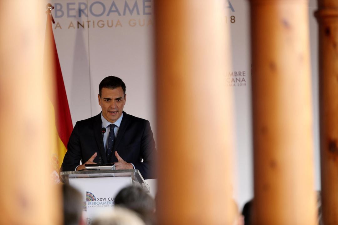 El presidente del Gobierno español, Pedro Sánchez, durante la XXVI Cumbre de las Américas, en Antigua, Guatemala.