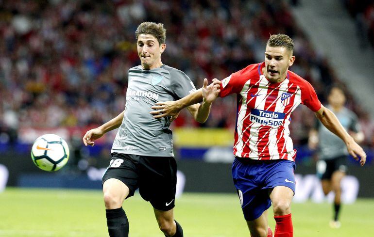 Lucas Hernández durante un partido con el Atlético 