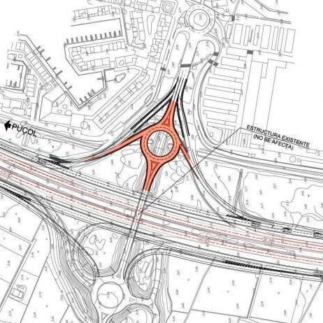 Plano del nuevo acceso a Port Saplaya regulado por una rotonda diseñada por el Ministerio de Fomento