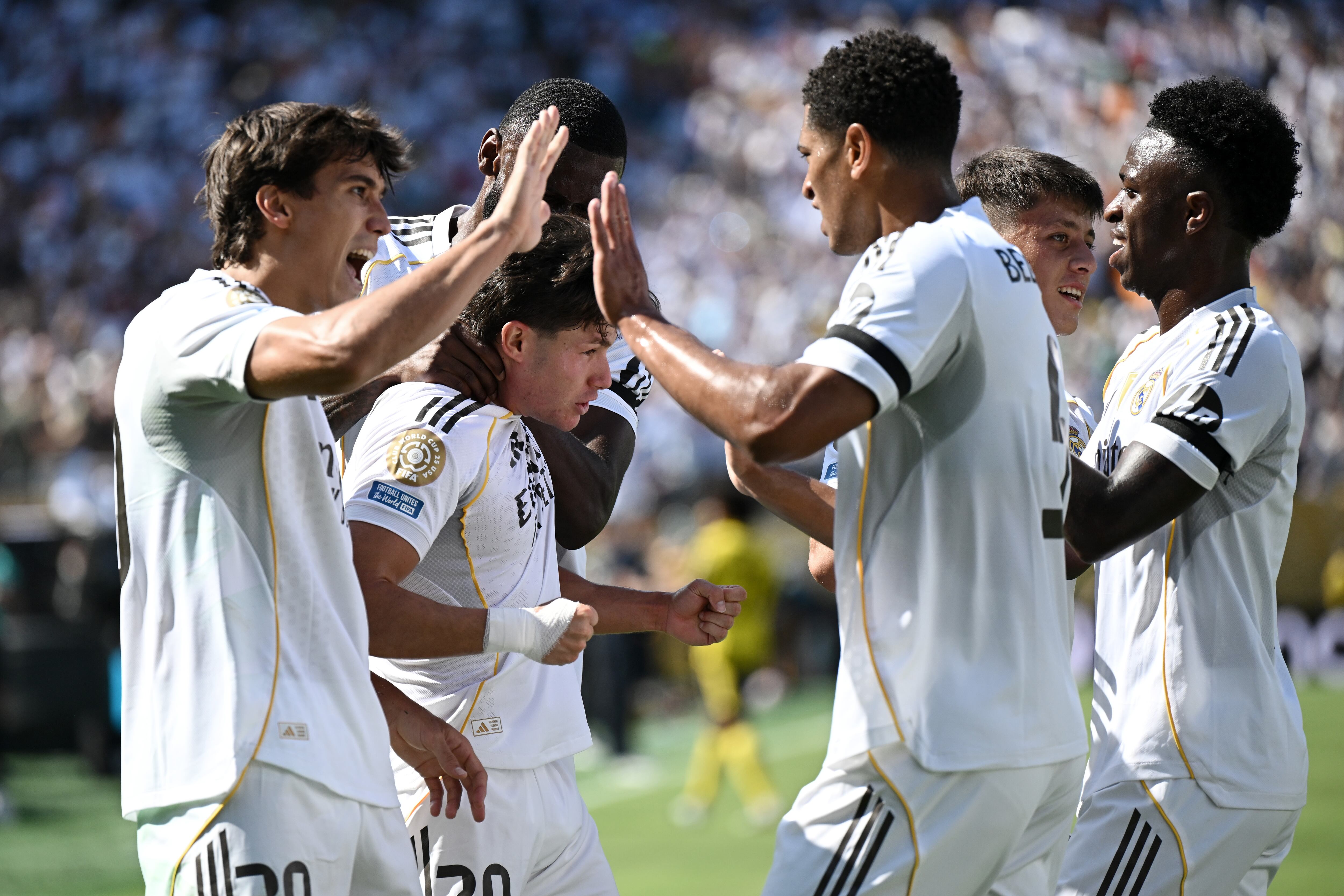 Los jugadores del Real Madrid celebran un gol ante el Dortmund