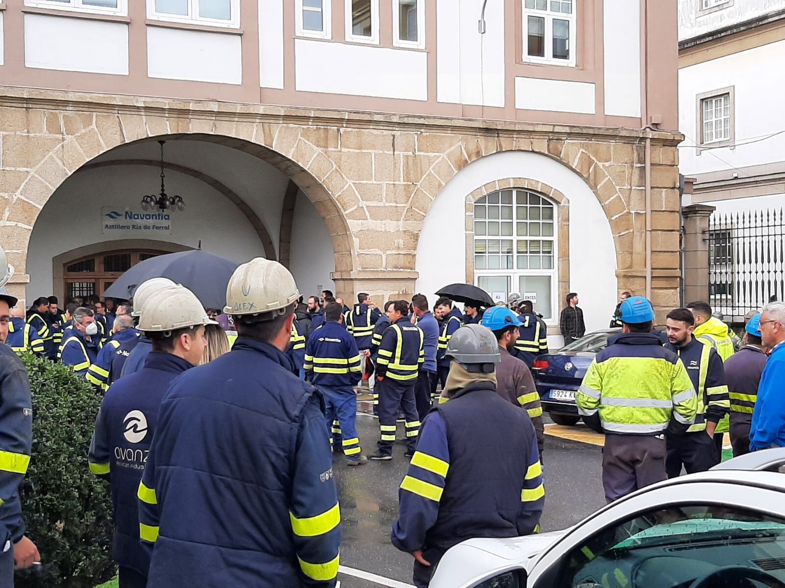 Imagen de la protesta de este jueves en Navantia Ferrol (cedida)