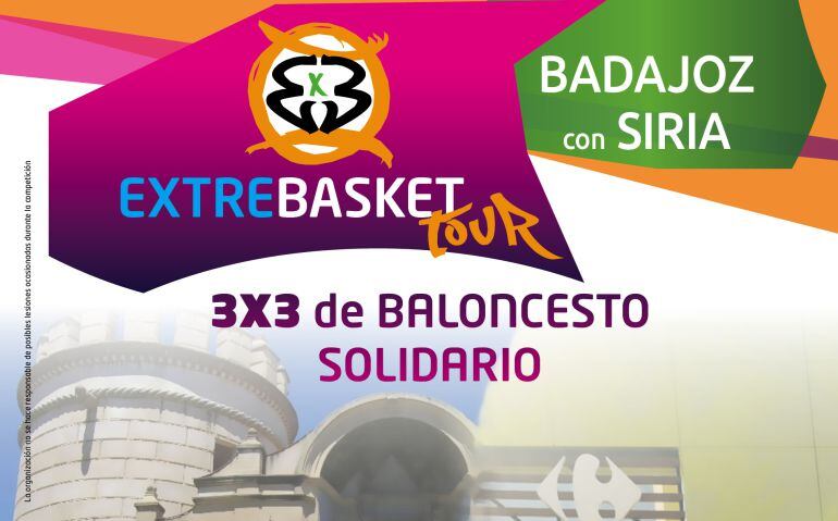 Cartel del torneo Extrebasket Tour 3x3 Badajoz con Siria