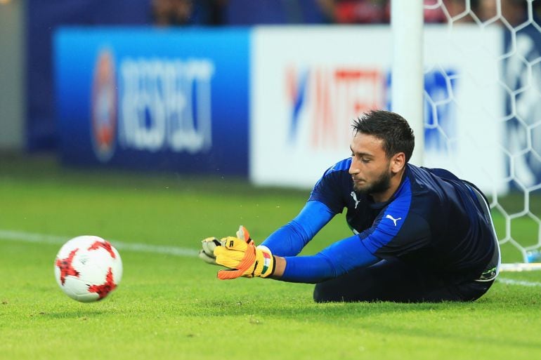 Gianluigi Donnarumma, durante un partido con Italia en el Europeo sub&#039;21