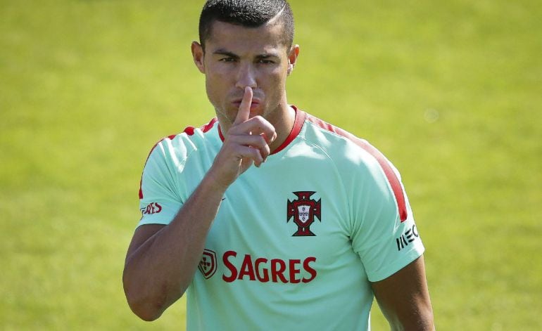 Cristiano Ronaldo, en un entrenamiento con Portugal.