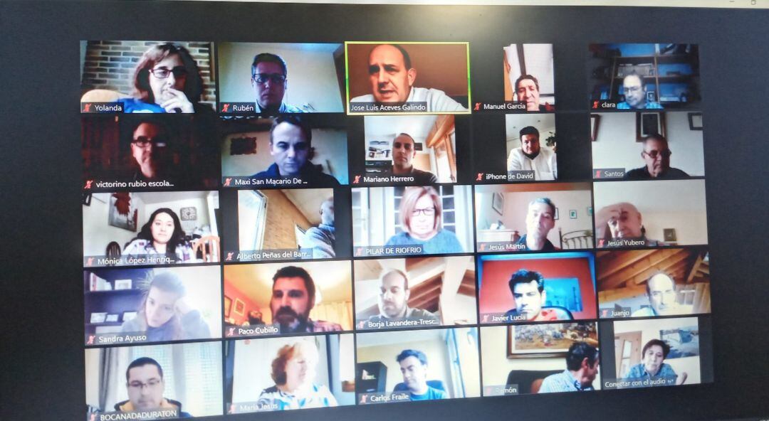 Reunión de alcaldes socialistas de Segovia mediante videoconferencia. 
 