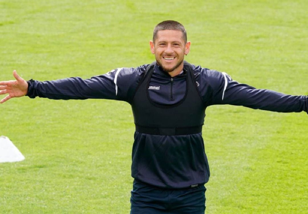 Acuña, durante un entrenamiento con el Albacete