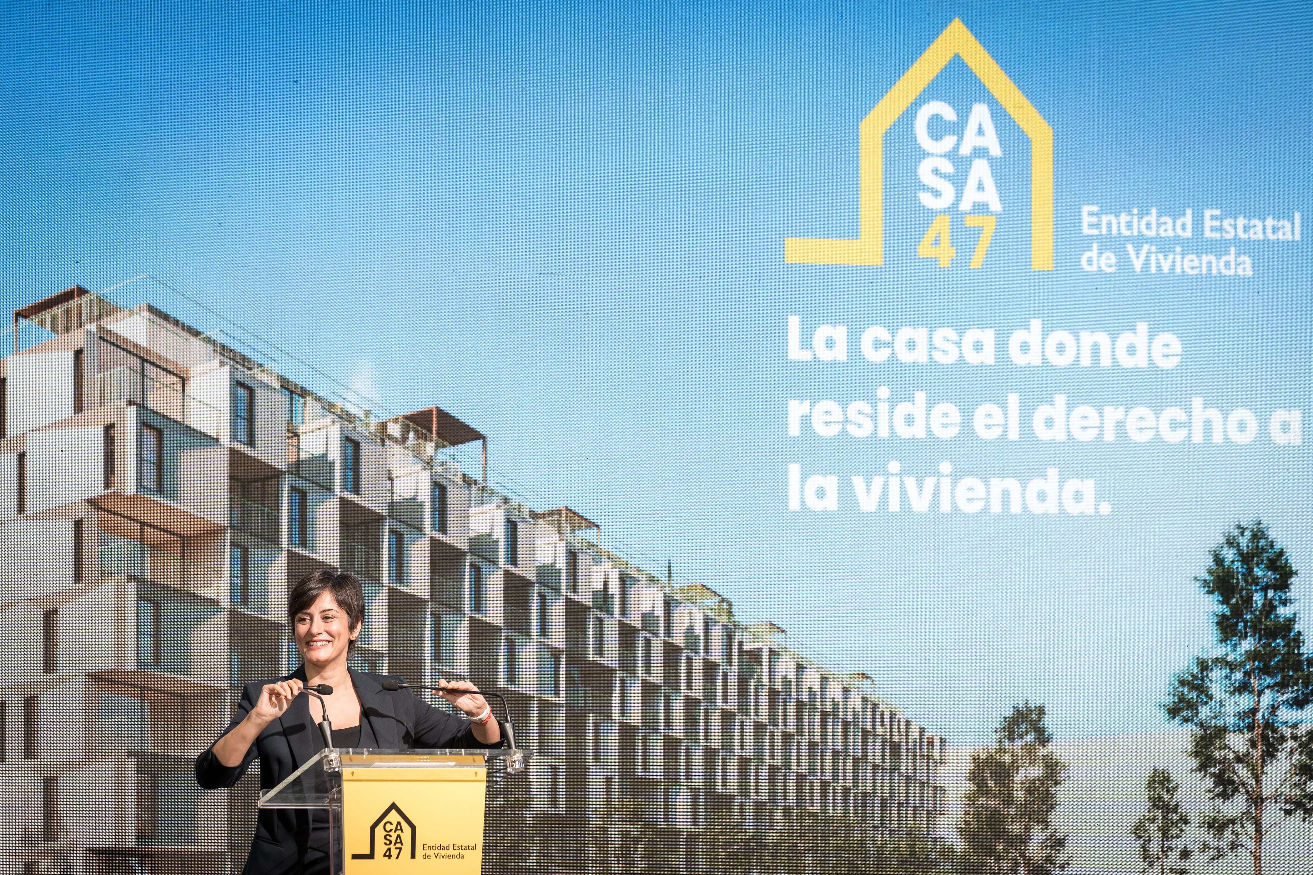 La ministra de Vivienda, Isabel Rodríguez presenta 'Casa 47' en Madrid.