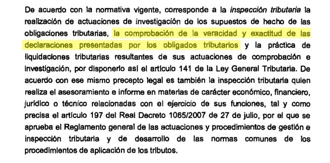 Extracto del informe de la directora de la AEAT