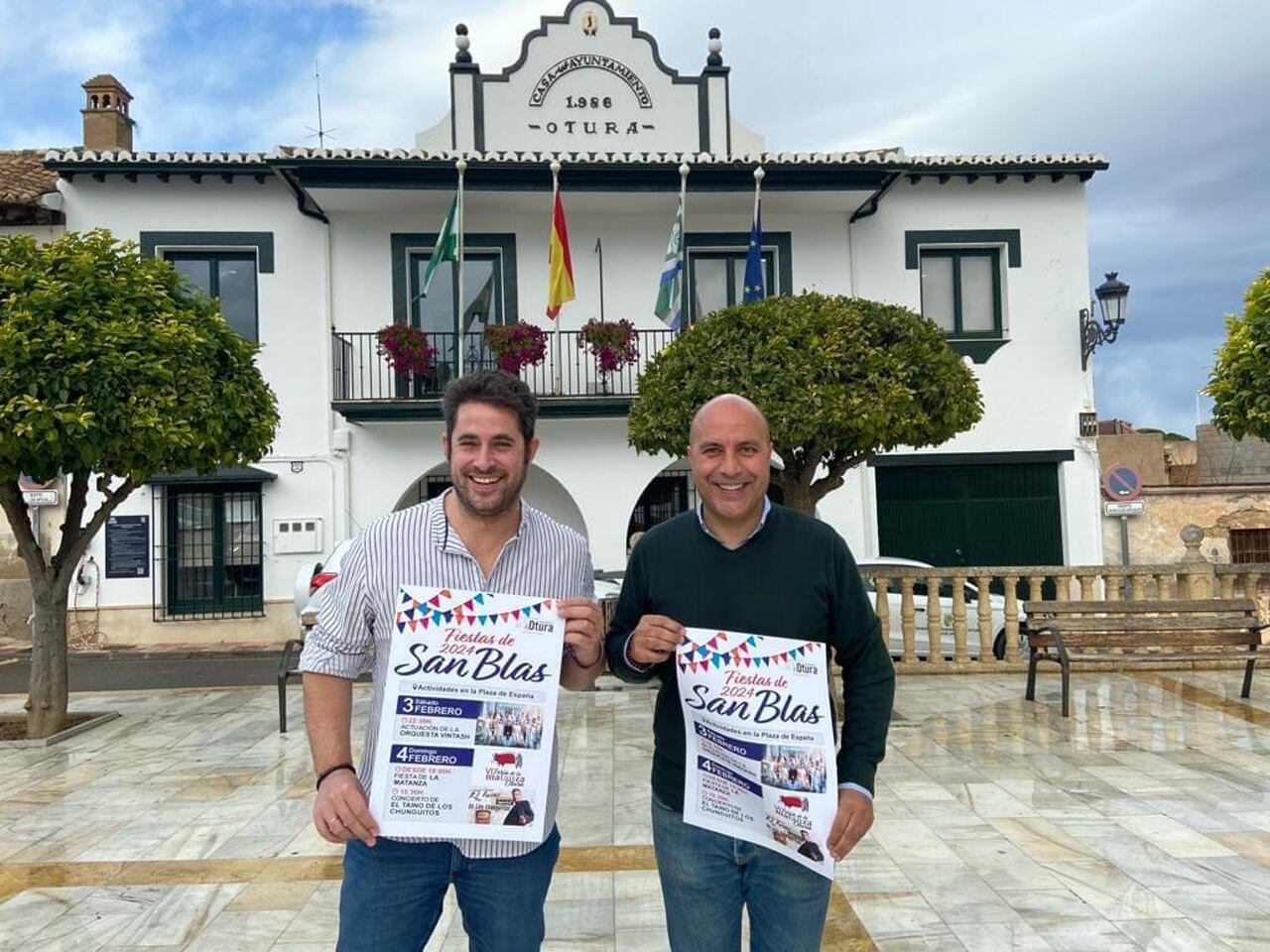 El concejal de Fiestas y el alcalde de Otura presentan el cartel de las fiestas de San Blas 2024