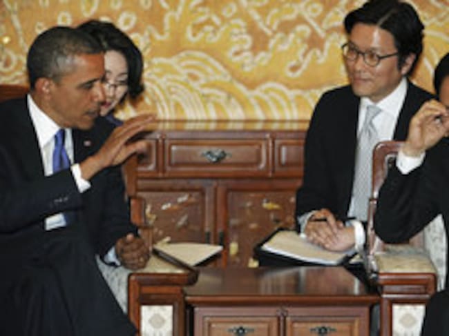 Obama, con el presidente de Corea del Sur, Lee Myung-Bak