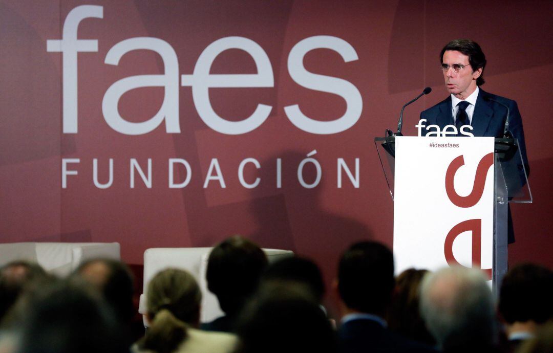 El expresidente del Gobierno José María Aznar durante su intervención en la clausura del tercer foro Ideas FAES, en el que se debate sobre la necesidad de una reforma fiscal y los problemas derivados del actual modelo de financiación autonómica.