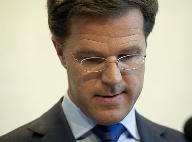 El primer ministro holandés Mark Rutte ofrece una rueda de prensa conjunta en La Haya