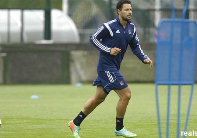 Alberto de la Bella, durante la sesión matinal en Zubieta.