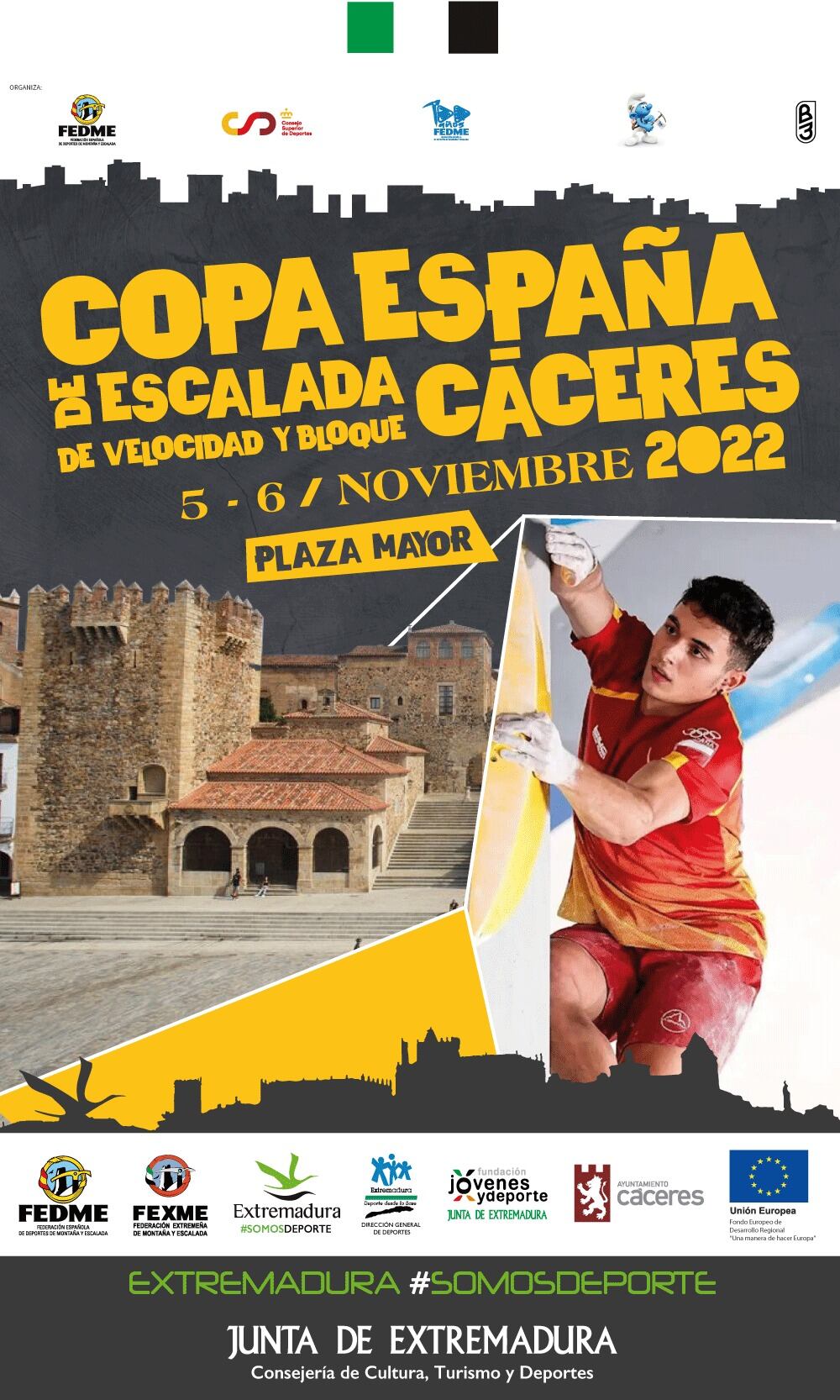 Cartel de la Copa de España de escalada en Cáceres.