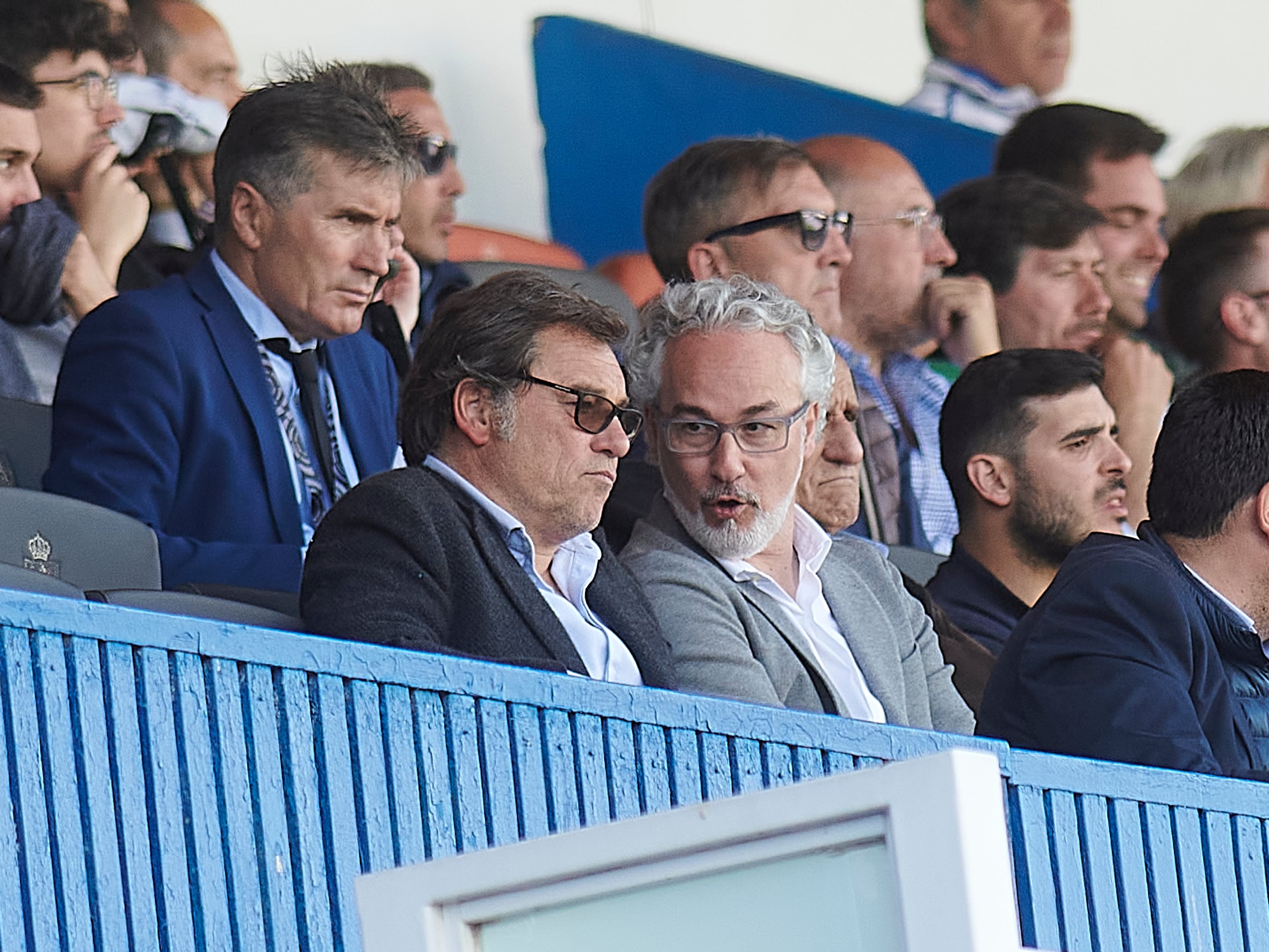 Raúl Sanllehí y Miguel Torrecilla en el palco de la Romareda