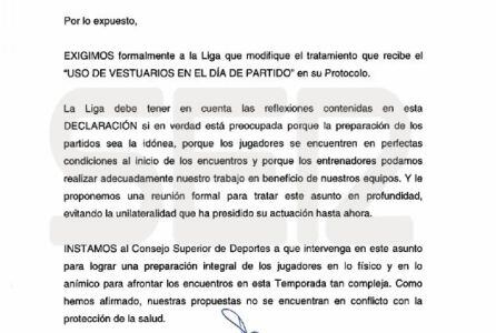 Declaración del Comité Técnico de Entrenadores